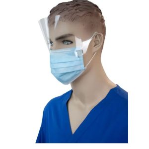 Procedure Face Mask with Ear Loop & Plastic Shield - Blue