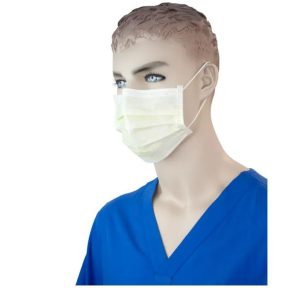 Isolation Mask with Ear Loop - Yellow