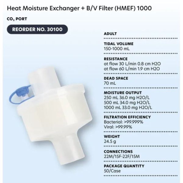 Heat Moisture Exchanger + B/V Filter (HMEF) 1000 - CO2 Port