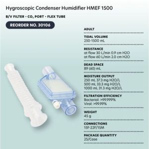 Hygroscopic Condenser Humidifier HMEF 1500 - B/V Filter