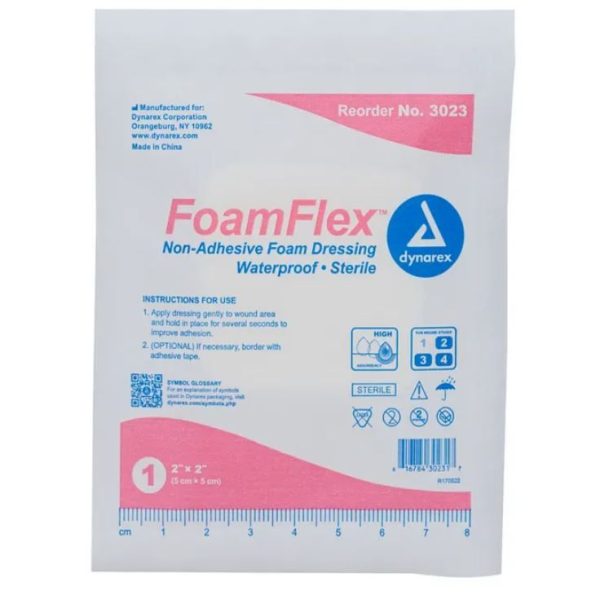 FoamFlex Non-Adhesive Waterproof Foam Dressing - 2"x2"