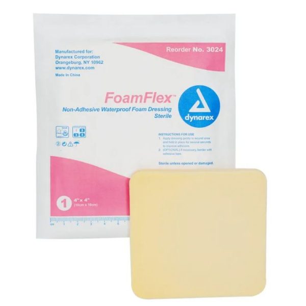 FoamFlex Non-Adhesive Waterproof Foam Dressing - 4"x4"