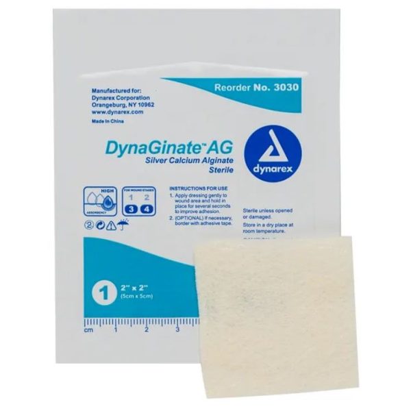 DynaGinate AG Silver Calcium Alginate Dressing - 2"x2"