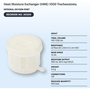 Heat Moisture Exchanger (HME) 1000 Tracheostomy w/ Integral Oxygen Port