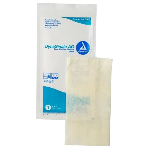 DynaGinate AG Silver Calcium Alginate Dressing - 4"x8"