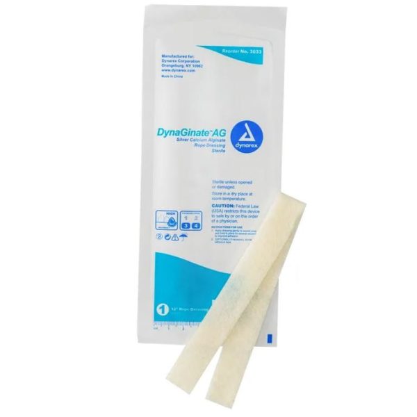 DynaGinate AG Silver Calcium Alginate Rope Dressing - ¼?x12"