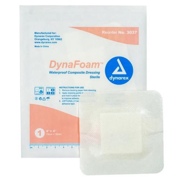 DynaFoam Waterproof Bordered Foam Dressing - 4"x4"