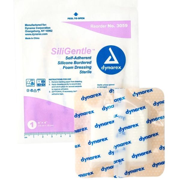 SiliGentle Silicone Bordered Foam Dressings - 4"x4"