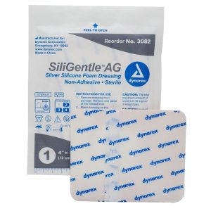 SiliGentle AG Silver Silicone Foam Dressing - 4"x5"