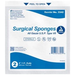 Surgical Gauze Sponge Sterile 2's 4"x 4"  8 Ply