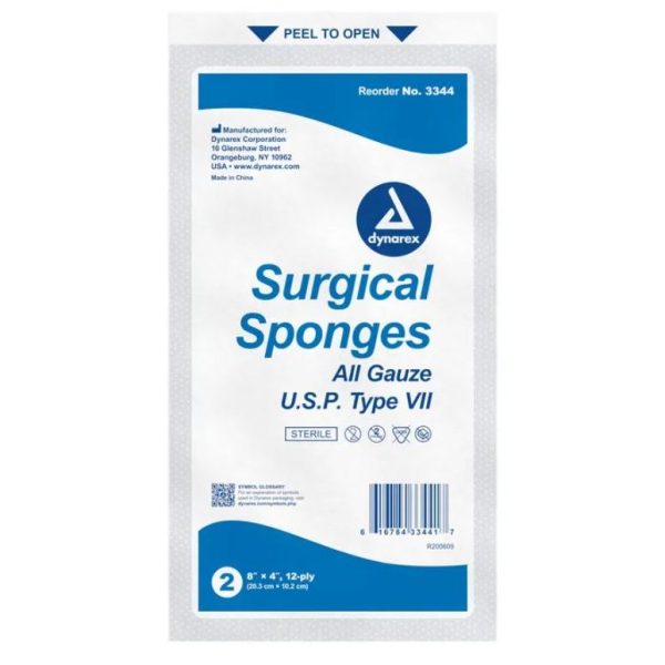 Surgical Gauze Sponge Sterile 2's 8"x 4" 12 Ply