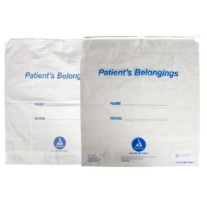 Patient Belonging Bag - Drawstring 20'' x 20'' x 4'' clear