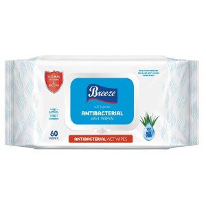 Breeze 60 Wipes Antibacterial Wet Wipes With Aloevera